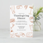 Rustiek Sinaasappel Hand getrokken Thanksgiving Di Kaart (Staand voorkant)