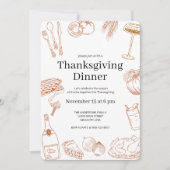 Rustiek Sinaasappel Hand getrokken Thanksgiving Di Kaart (Voorkant)