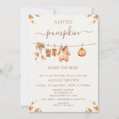 Rustiek Sinaasappel Herfst Foliage Clotheline Baby Kaart (Voorkant)