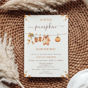 Rustiek Sinaasappel Herfst Foliage Clotheline Baby Kaart