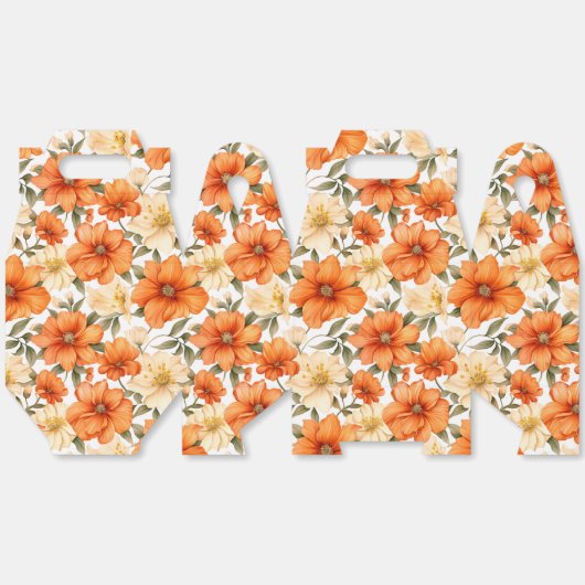  Rustiek Sinaasappel Herfstbloemen Bedankdoosjes (Ongevouwen)