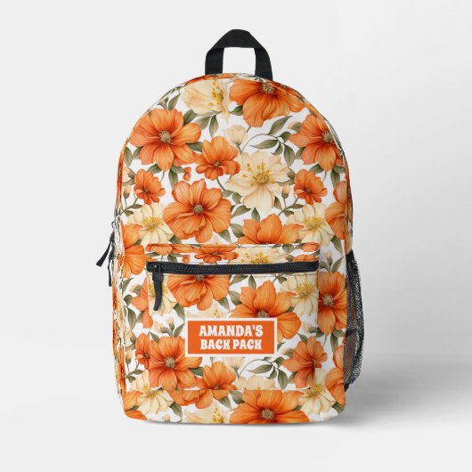  rustiek Sinaasappel herfstbloemen Bedrukte Rugzak (Voorkant)