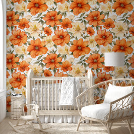  rustiek Sinaasappel herfstbloemen Behang