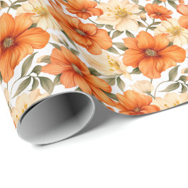  rustiek Sinaasappel herfstbloemen Cadeaupapier