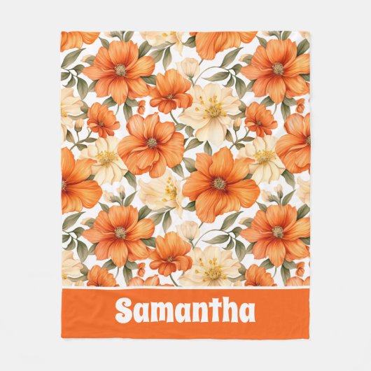  rustiek Sinaasappel herfstbloemen Fleece Deken (Voorkant)