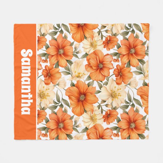  rustiek Sinaasappel herfstbloemen Fleece Deken (Voorkant (Horizontaal))