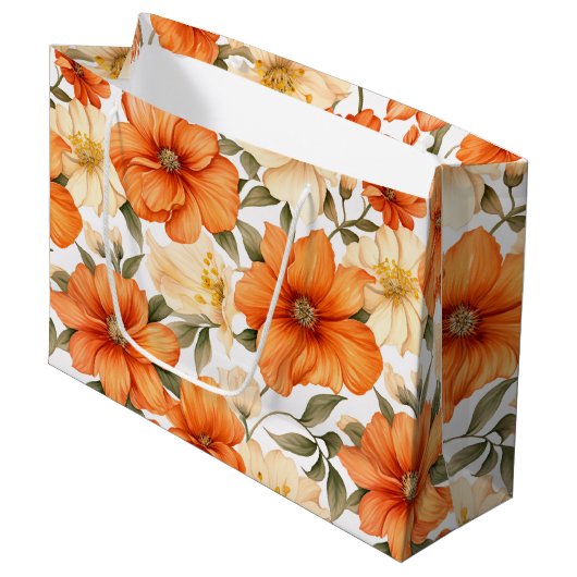  rustiek Sinaasappel herfstbloemen Groot Cadeauzakje (Voorkant Gekanteld)