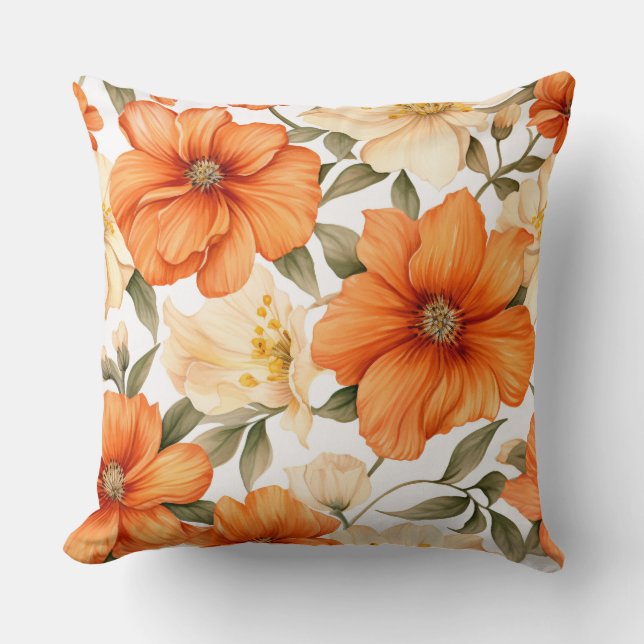  rustiek Sinaasappel herfstbloemen Kussen (Voorkant)
