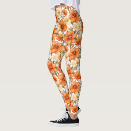  rustiek Sinaasappel herfstbloemen Leggings