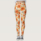  rustiek Sinaasappel herfstbloemen Leggings (Voorkant)