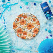  rustiek Sinaasappel herfstbloemen Papieren Bordje (Feest)