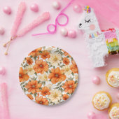  rustiek Sinaasappel herfstbloemen Papieren Bordje (Feest)