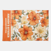  rustiek Sinaasappel herfstbloemen Theedoek (Horizontaal)