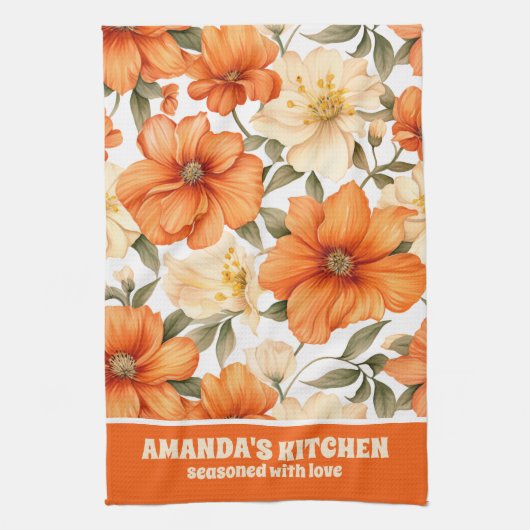  rustiek Sinaasappel herfstbloemen Theedoek (Verticaal)