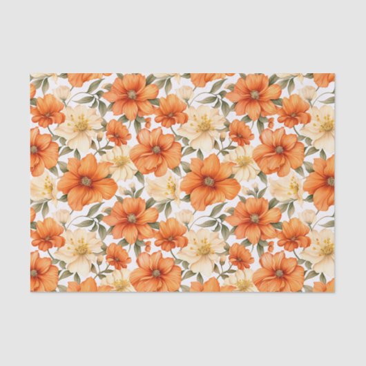  rustiek Sinaasappel herfstbloemen Tissuepapier (Voorkant)