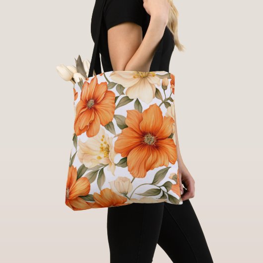  Rustiek Sinaasappel Herfstbloemen Tote Bag (Dichtbij)