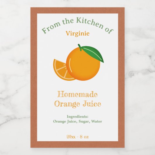 Rustiek Sinaasappel Juice Bottle Label Sticker (Enkel label)