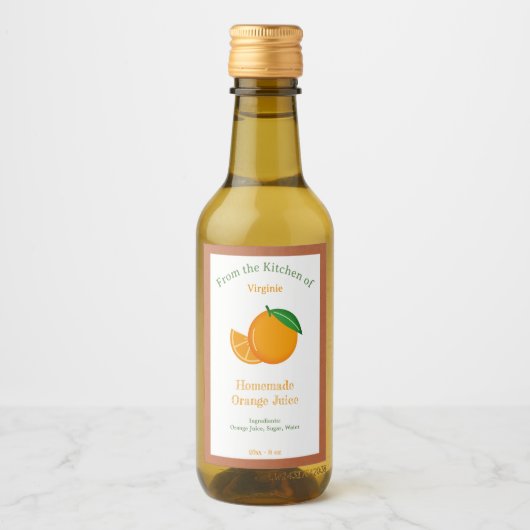 Rustiek Sinaasappel Juice Bottle Label Sticker (Voorkant)