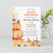 Rustiek Sinaasappel Little Pumpkin Stack Baby show Kaart (Staand voorkant)