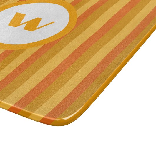 Rustiek Sinaasappel Monogram & Strepen Snijplank (Hoek)