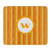 Rustiek Sinaasappel Monogram & Strepen Snijplank (Voorkant)