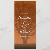 Rustiek Sinaasappel Oak Tree Wedding Programma Programmakaart (Voorkant)
