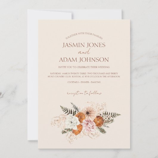 Rustiek Sinaasappel Plakjes Perzik Witte Bloemen B Kaart (Voorkant)