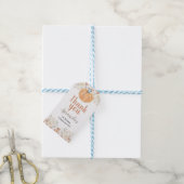 Rustiek Sinaasappel Pompoen 1e Verjaardag Cadeaulabel (Met Touw)