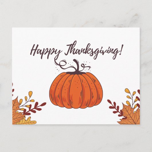 Rustiek Sinaasappel Pompoen en Fall Leaves Thanksg Briefkaart (Voorkant)