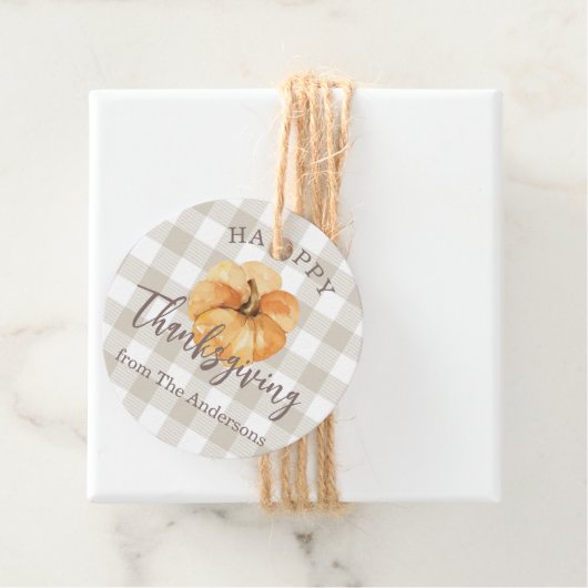 Rustiek Sinaasappel Pompoen Happy Thanksgiving Gif Bedankjes Labels (In situ)