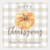 Rustiek Sinaasappel Pompoen Happy Thanksgiving Gif Vierkante Sticker (Voorkant)