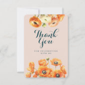 Rustiek Sinaasappel Roze Tuin Bloemen Verjaardagsf Bedankkaart (Voorkant)