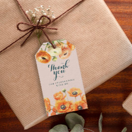 Rustiek Sinaasappel Roze Tuin Bloemen Verjaardagsf Cadeaulabel