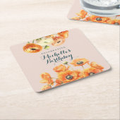 Rustiek Sinaasappel Roze Tuin Bloemen Verjaardagsf Kartonnen Onderzetters (Schuin)