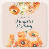 Rustiek Sinaasappel Roze Tuin Bloemen Verjaardagsf Kartonnen Onderzetters (Voorkant)