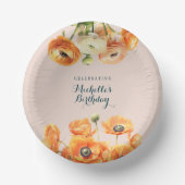 Rustiek Sinaasappel Roze Tuin Bloemen Verjaardagsf Papieren Kommen (Voorkant)