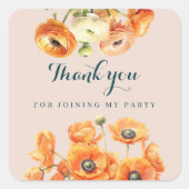 Rustiek Sinaasappel Roze Tuin Bloemen Verjaardagsf Vierkante Sticker (Voorkant)