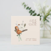 Rustiek Sinaasappel Slices Wit Bloemen Bruiloft Save The Date (Staand voorkant)