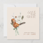 Rustiek Sinaasappel Slices Wit Bloemen Bruiloft Save The Date (Voorkant)