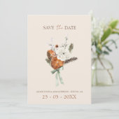 Rustiek Sinaasappel Slices Wit Bloemen Bruiloft Save The Date (Staand voorkant)