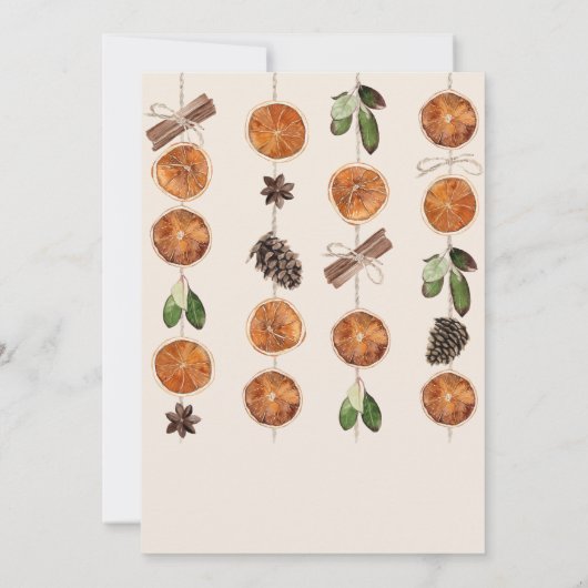 Rustiek Sinaasappel Slices Wit Bloemen Bruiloft Save The Date (Achterkant)