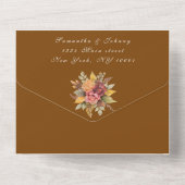 Rustiek Sinaasappel Terracotta Herfst Boho Bruilof All In One Uitnodiging (Achterkant)