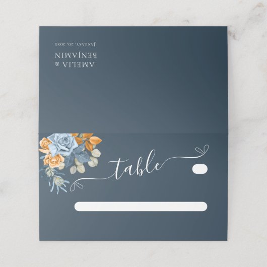 Rustiek Sinaasappel Terracotta Navy Blue Rust brui Plaatskaartje (Buitenkant ongevouwen)