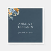 Rustiek Sinaasappel Terracotta Navy Blue Rust brui Servet (Voorkant)