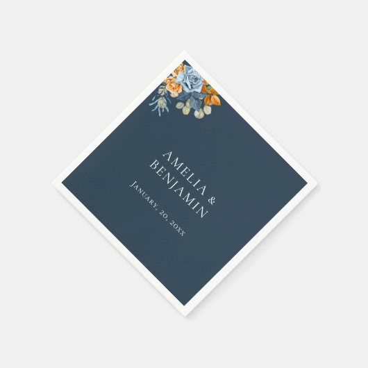 Rustiek Sinaasappel Terracotta Navy Blue Rust brui Servet (Hoek)