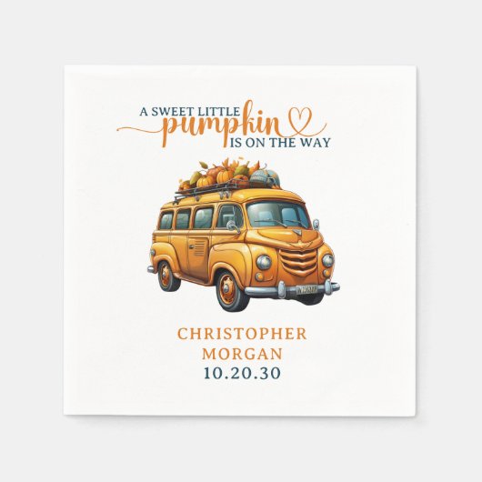 Rustiek Sinaasappel Truck Little Pumpkin Baby show Servet (Voorkant)