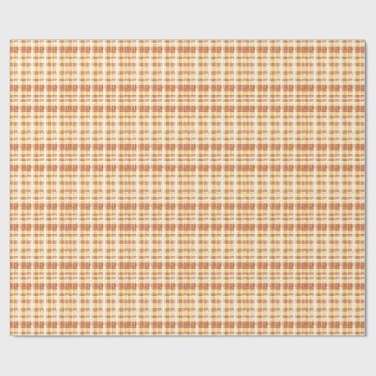 Rustiek Sinaasappel Waffle Plaid Cadeaupapier (Vlak)