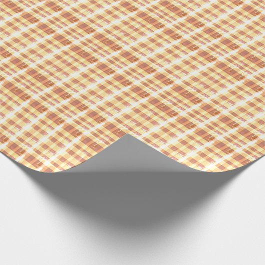 Rustiek Sinaasappel Waffle Plaid Cadeaupapier (Hoek)
