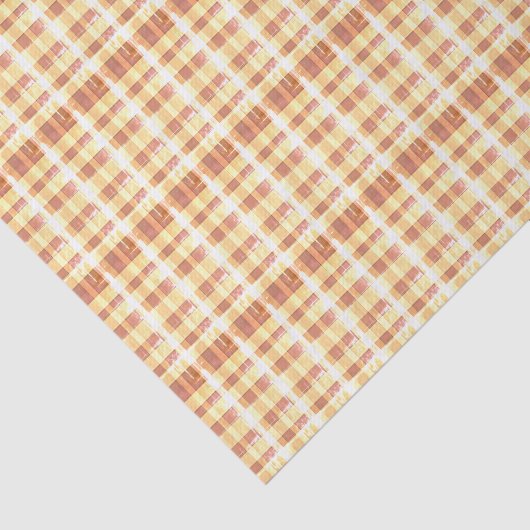 Rustiek Sinaasappel Waffle Plaid Moderne Boerderij Tissuepapier (Detail)