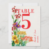 Rustiek Sinaasappel Wildflower Trouwtafelnummer Bedankkaart (Voorkant)